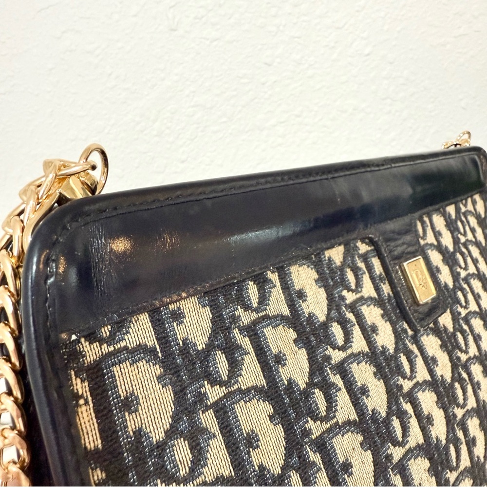CHRISTIAN DIOR Crossbody Bag Clutch Trotter Canvas Navy Blue - Picture 8 of 12